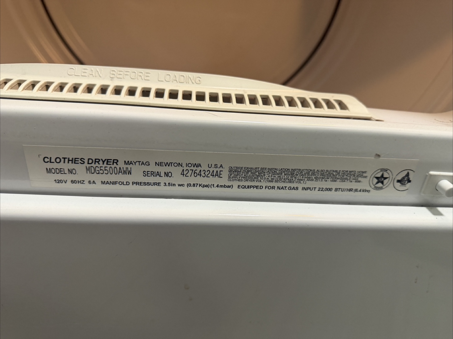 Maytag Clothes Dryer MDG5500AMW - photo 4