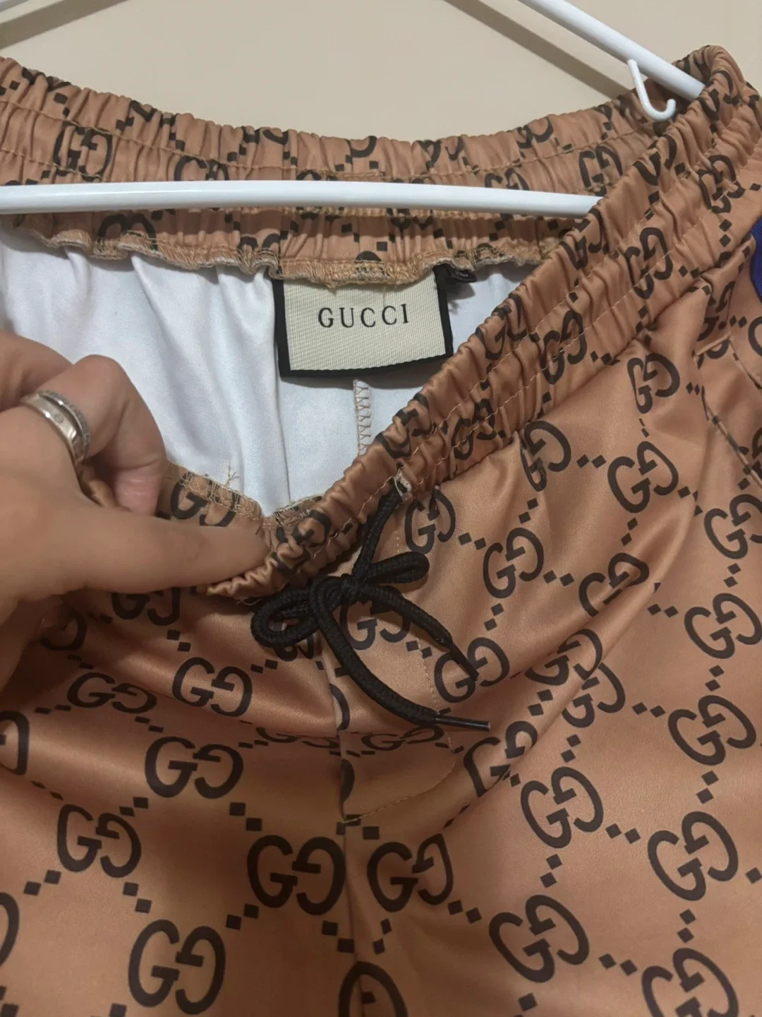 Gucci Beige Patterned Track Pants image indicator(2)