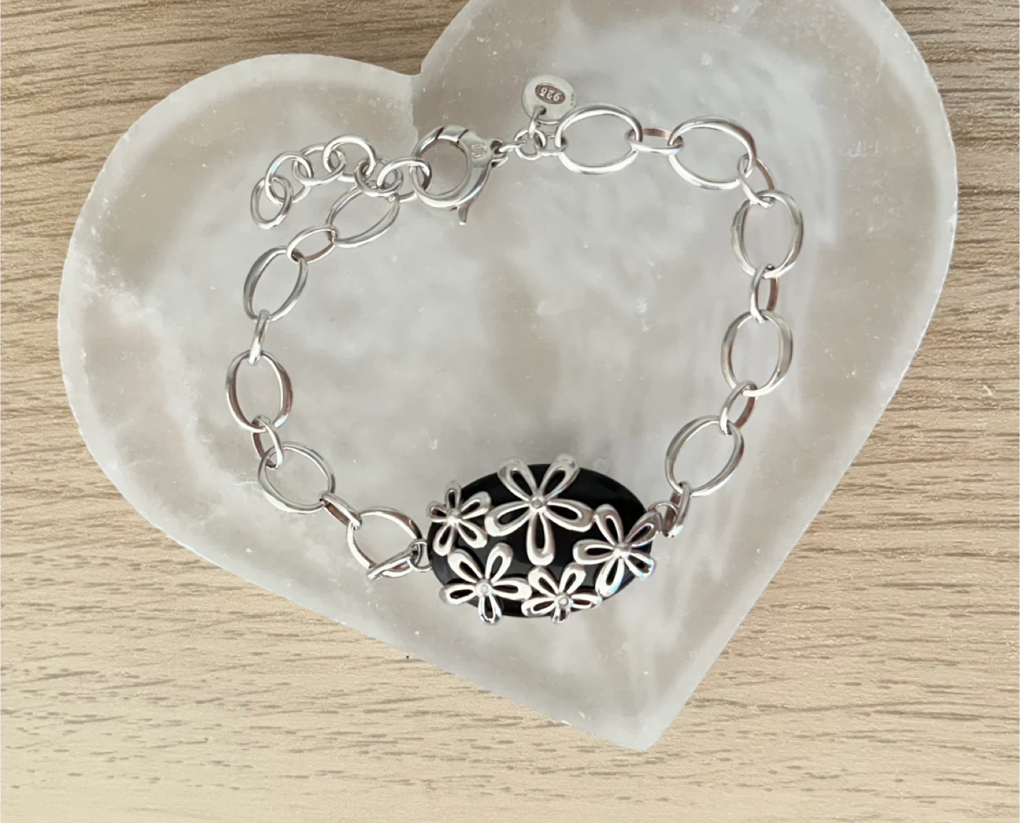 925 Metalsmiths Black Stone Flower Bracelet - photo 2