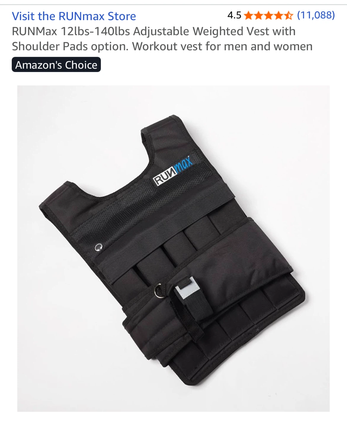 RUNMax Adjustable Weighted Vest (12-40lbs)