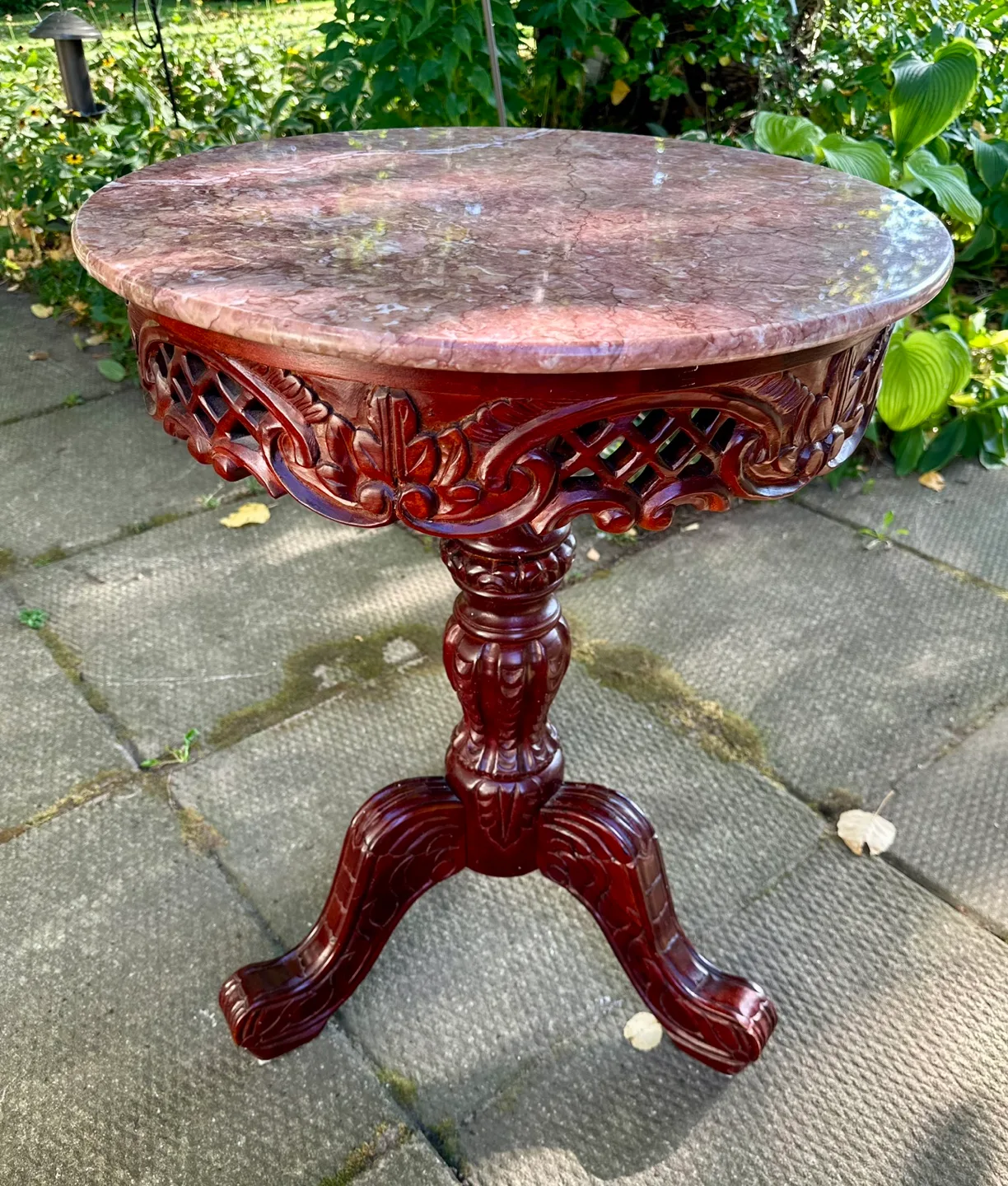 🧡Antique Style Accent Table with Marble Top thumbnail