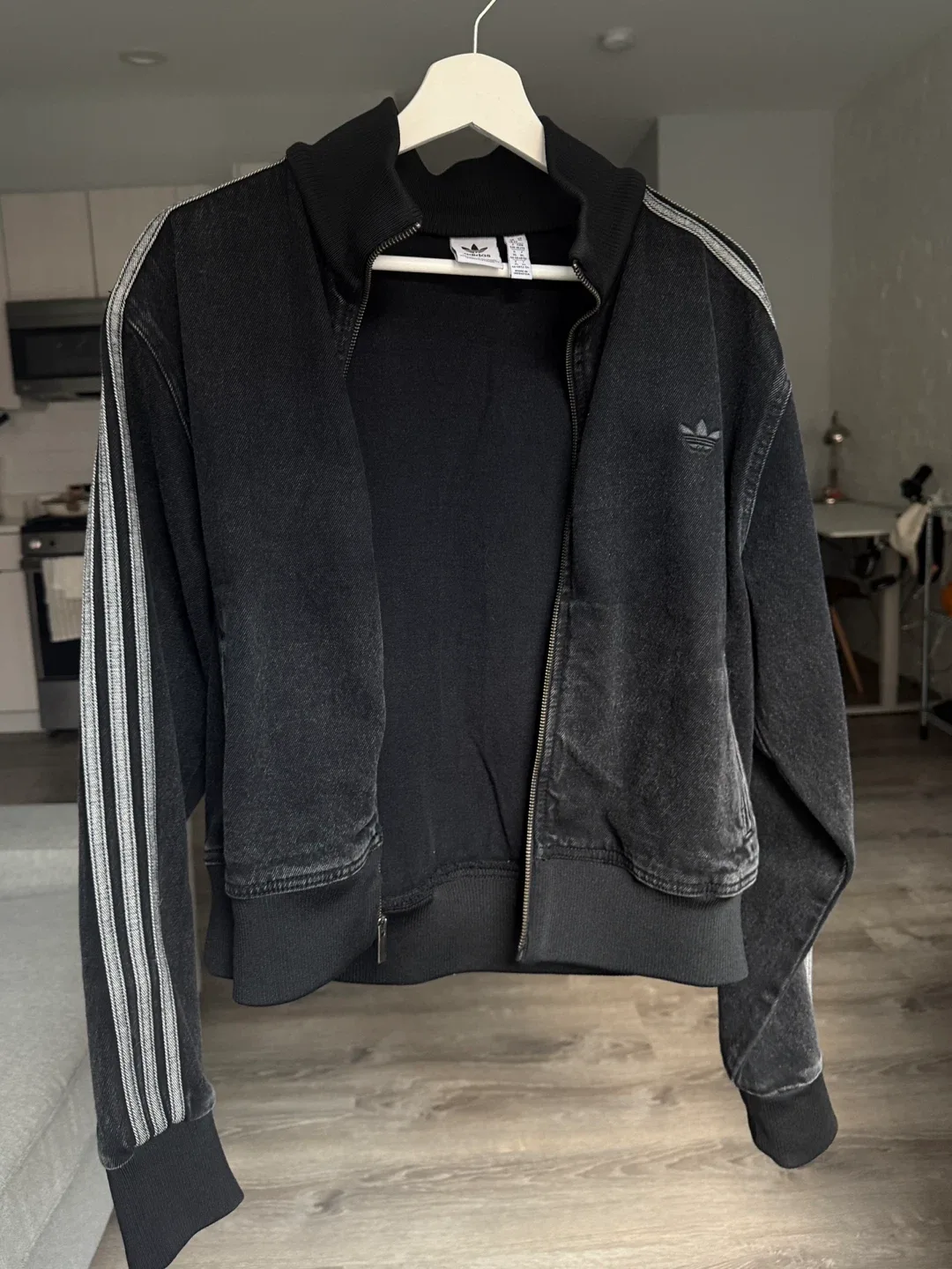 Adidas Black Denim Jacket, Size XL image indicator(5)
