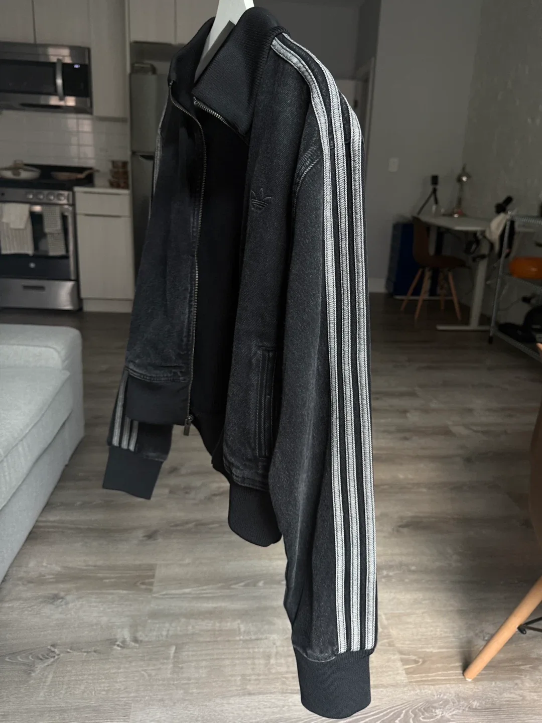 Adidas Black Denim Jacket, Size XL image indicator(6)