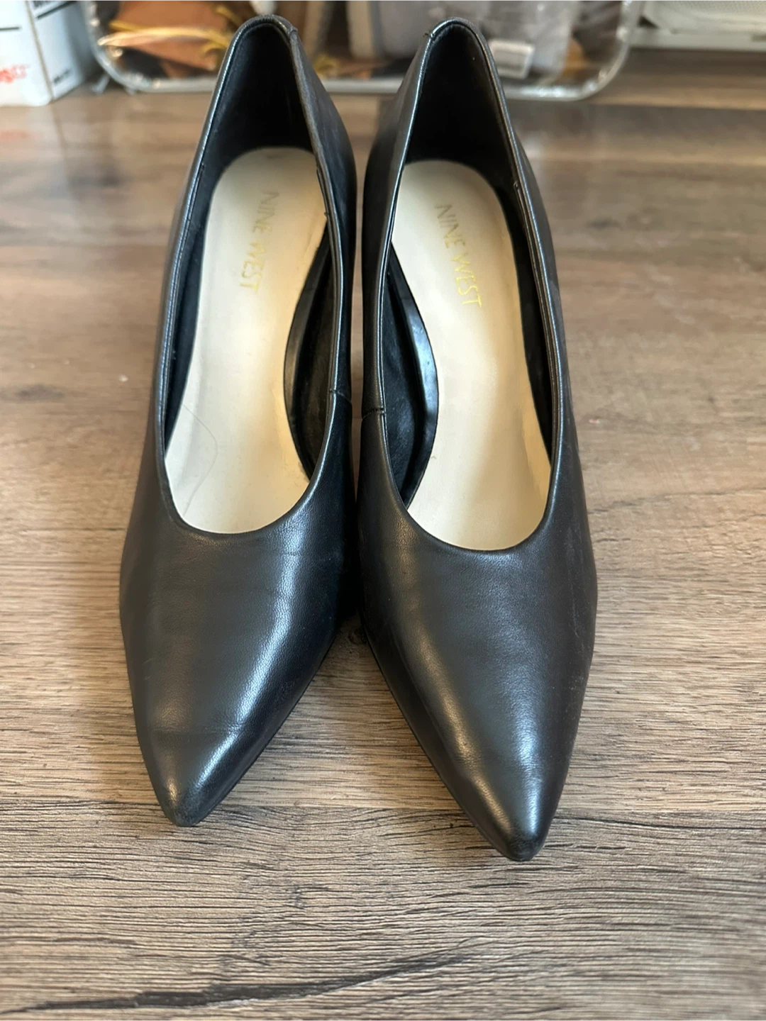 Nine West Black Leather Heels - Size 7 - photo 2