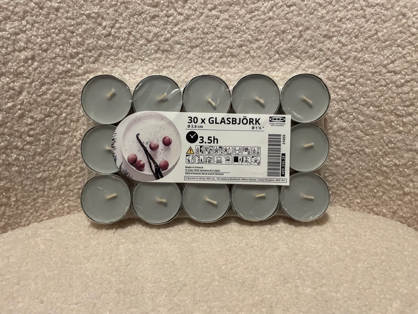 Ikea GLASBJÖRK 30 Pack Tea Lights thumbnail