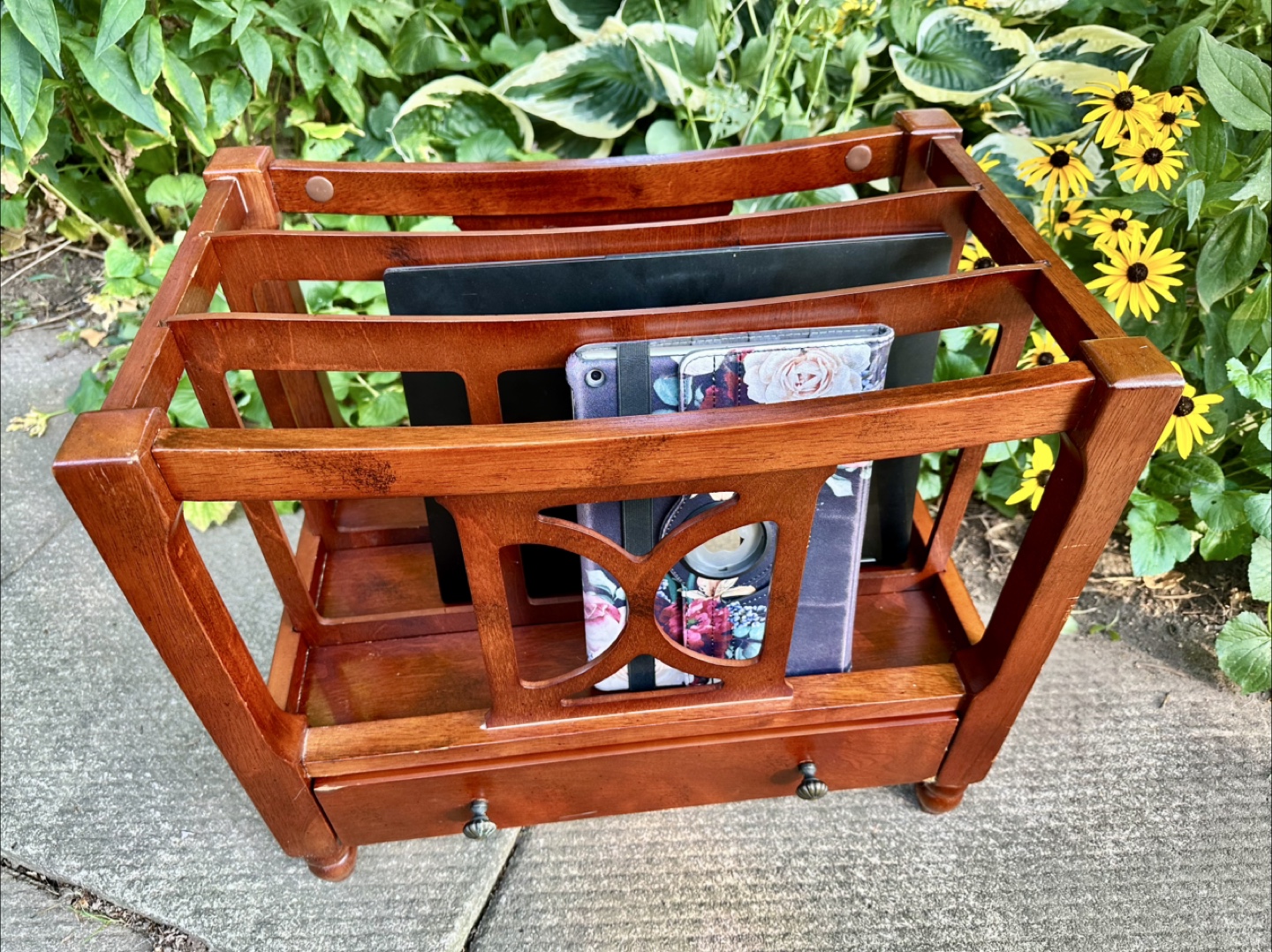 🧡Bombay Wooden Magazine Rack with Drawer - photo 5
