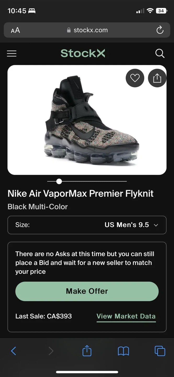 Nike Vapormax Premier Flyknit AO3241-003 Shoes Size 9.5 image indicator(2)