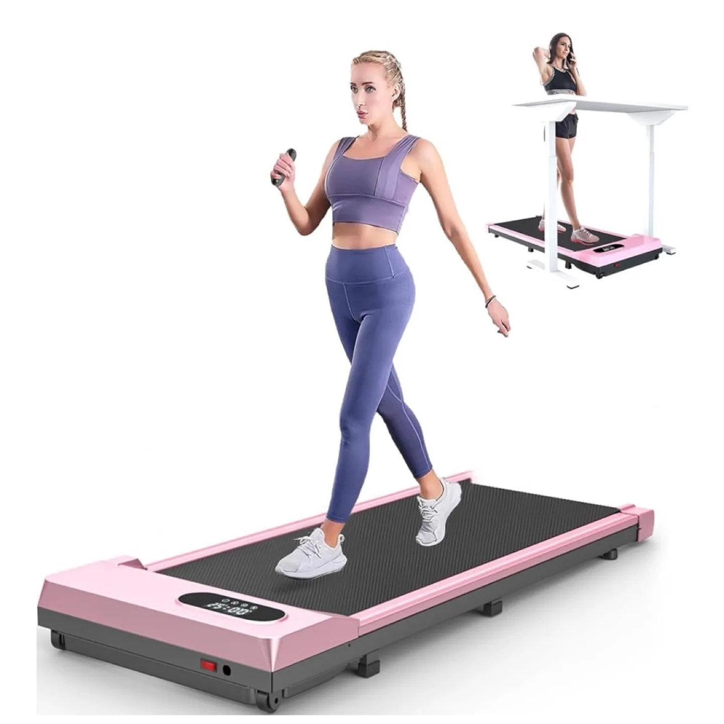 Pink Under Desk Walking Pad Treadmill image indicator(3)