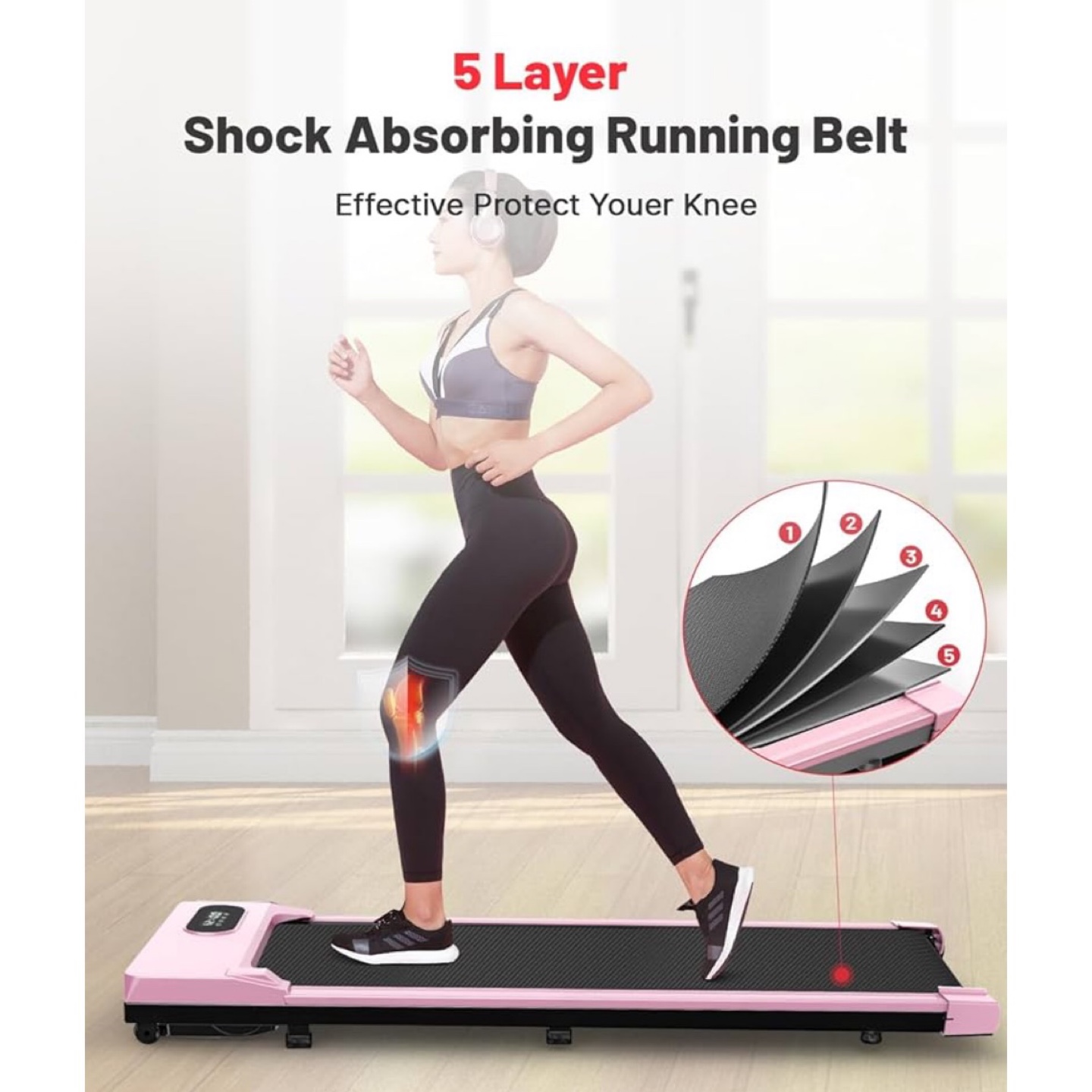 Pink Under Desk Walking Pad Treadmill - photo 4