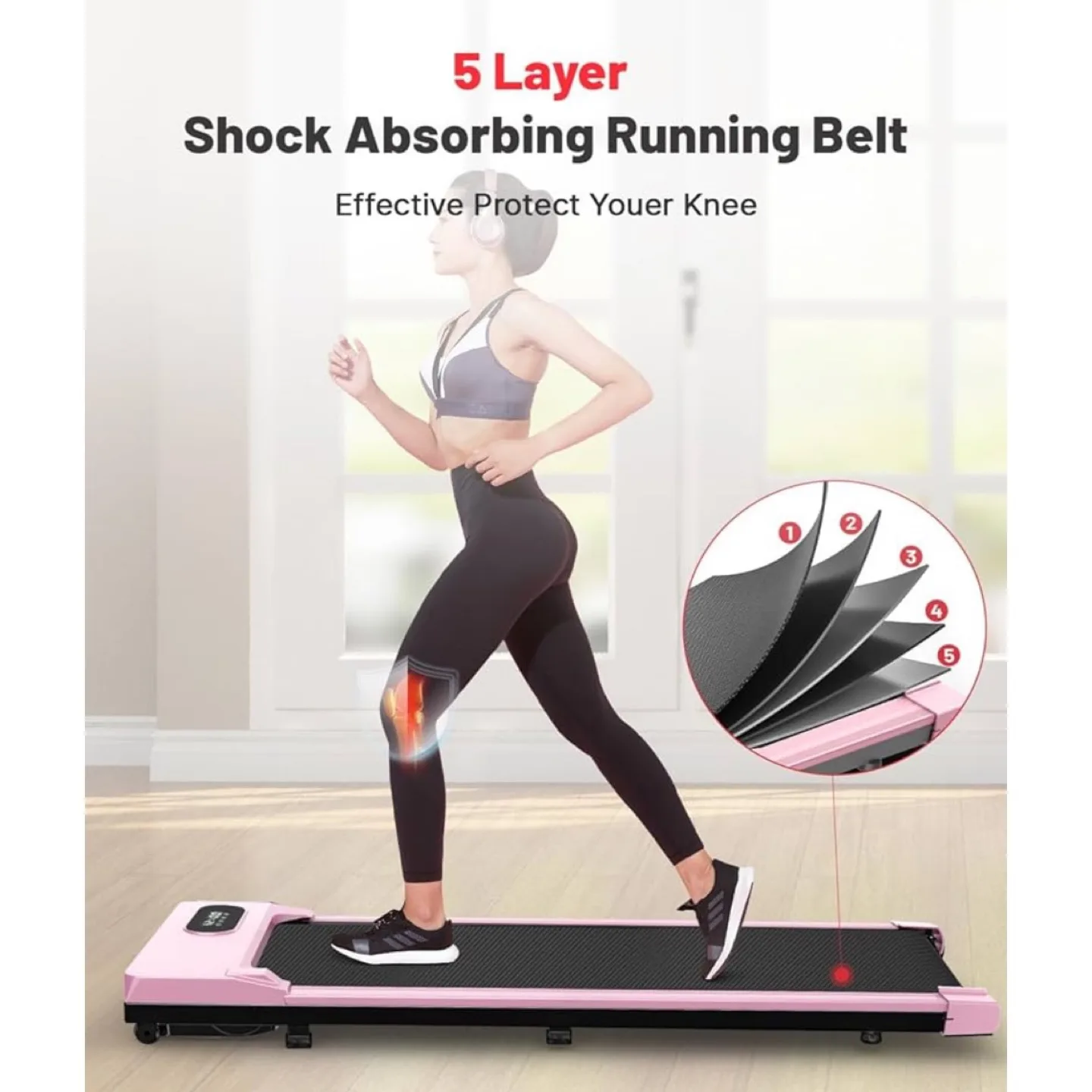 Pink Under Desk Walking Pad Treadmill image indicator(4)