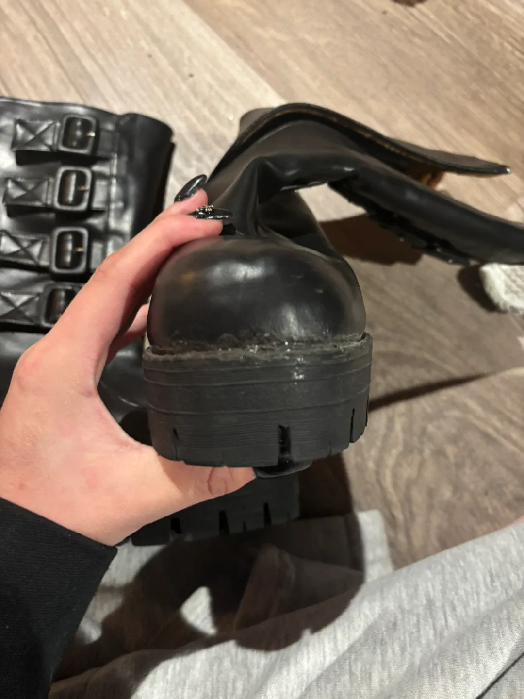 Black Platform Boots with Buckles image indicator(2)