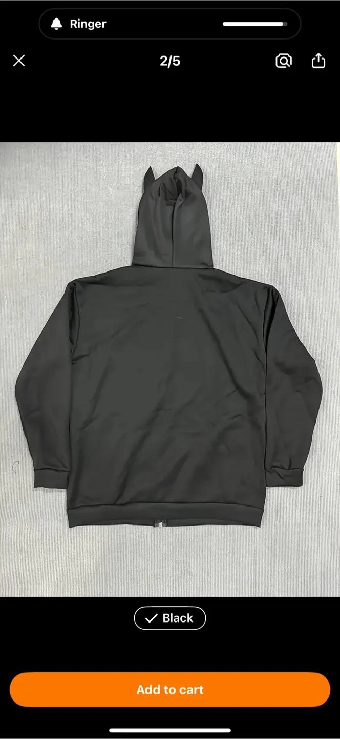 Black Devil Horns Zip Up Hoodie image indicator(2)