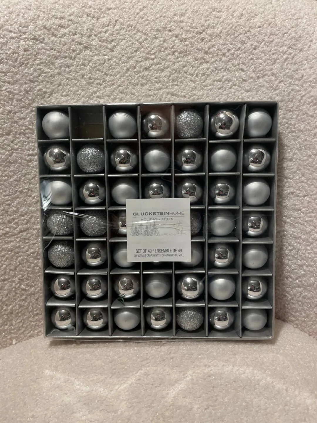 GlucksteinHome Set of 48 Christmas Ornaments - Silver thumbnail