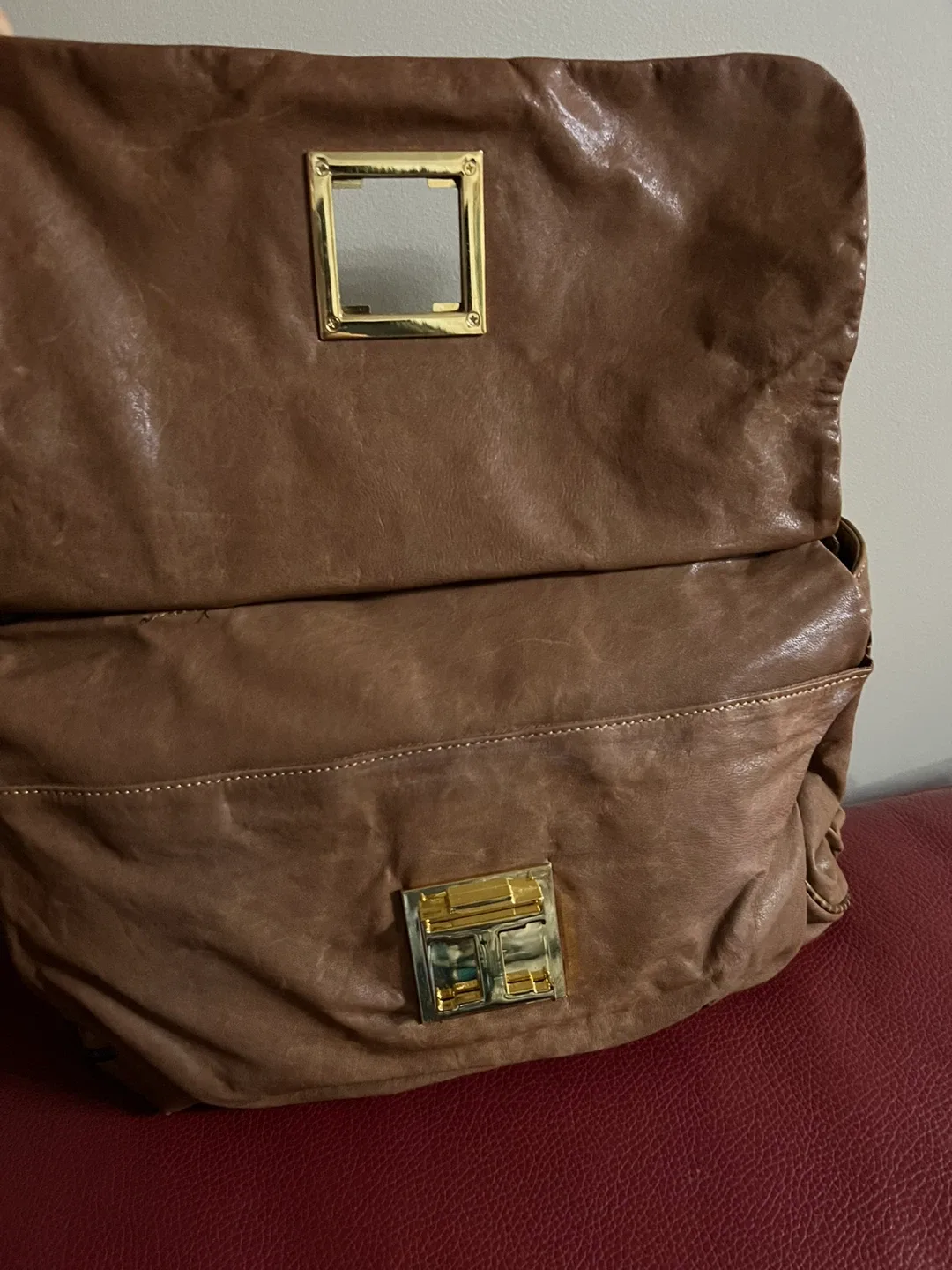 Halston Heritage Brown Leather Tote Bag image indicator(6)