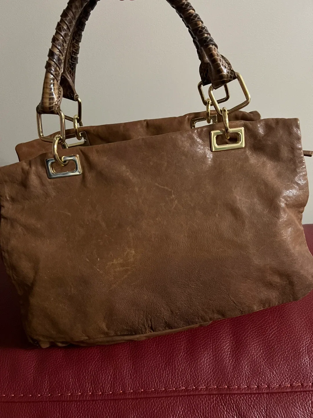Halston Heritage Brown Leather Tote Bag image indicator(4)