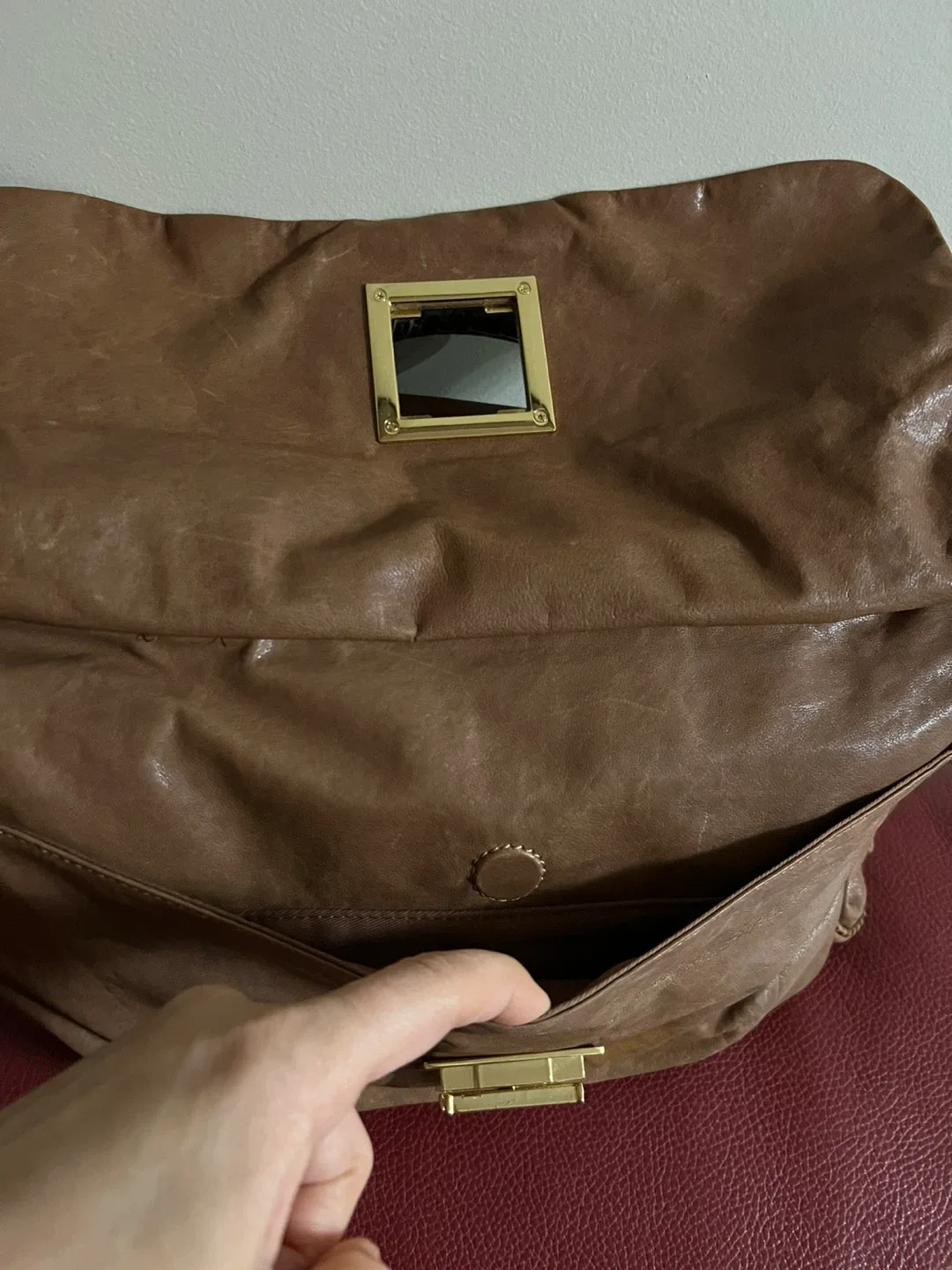 Halston Heritage Brown Leather Tote Bag image indicator(8)