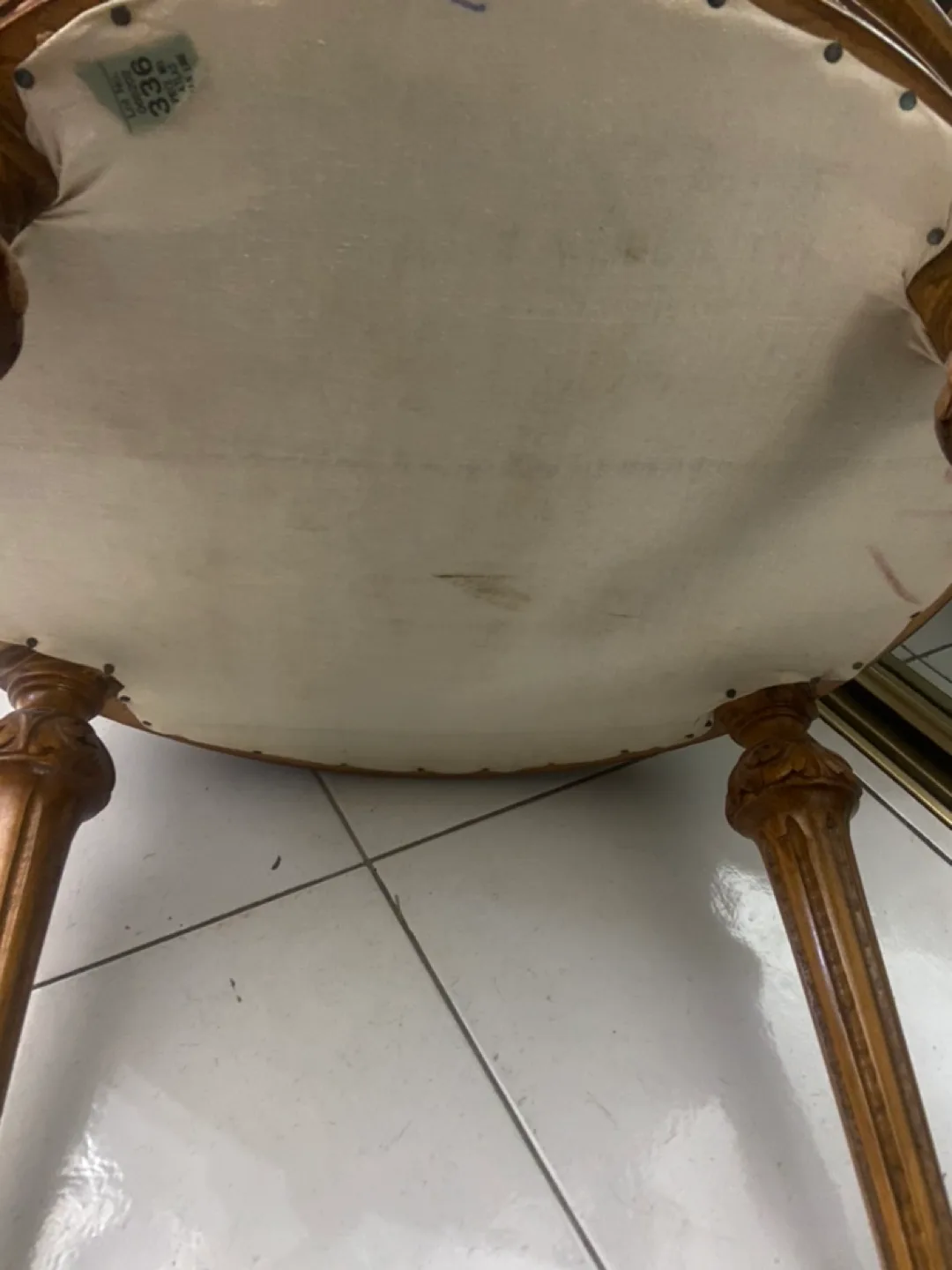 Vintage  Style Vanity Chair - Ornate Wood Frame image indicator(5)