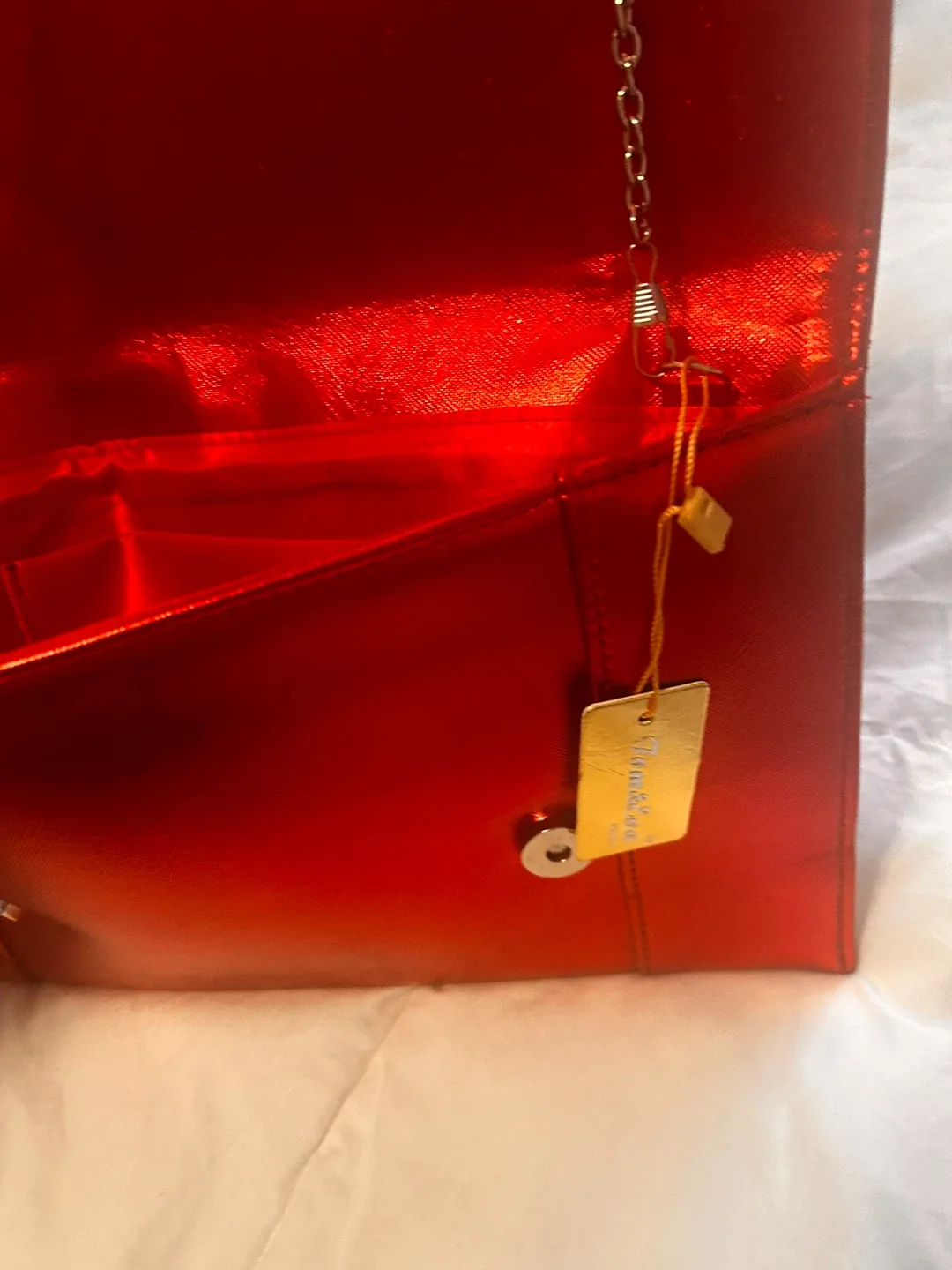 Red Clutch with Rhinestone Detail image indicator(5)