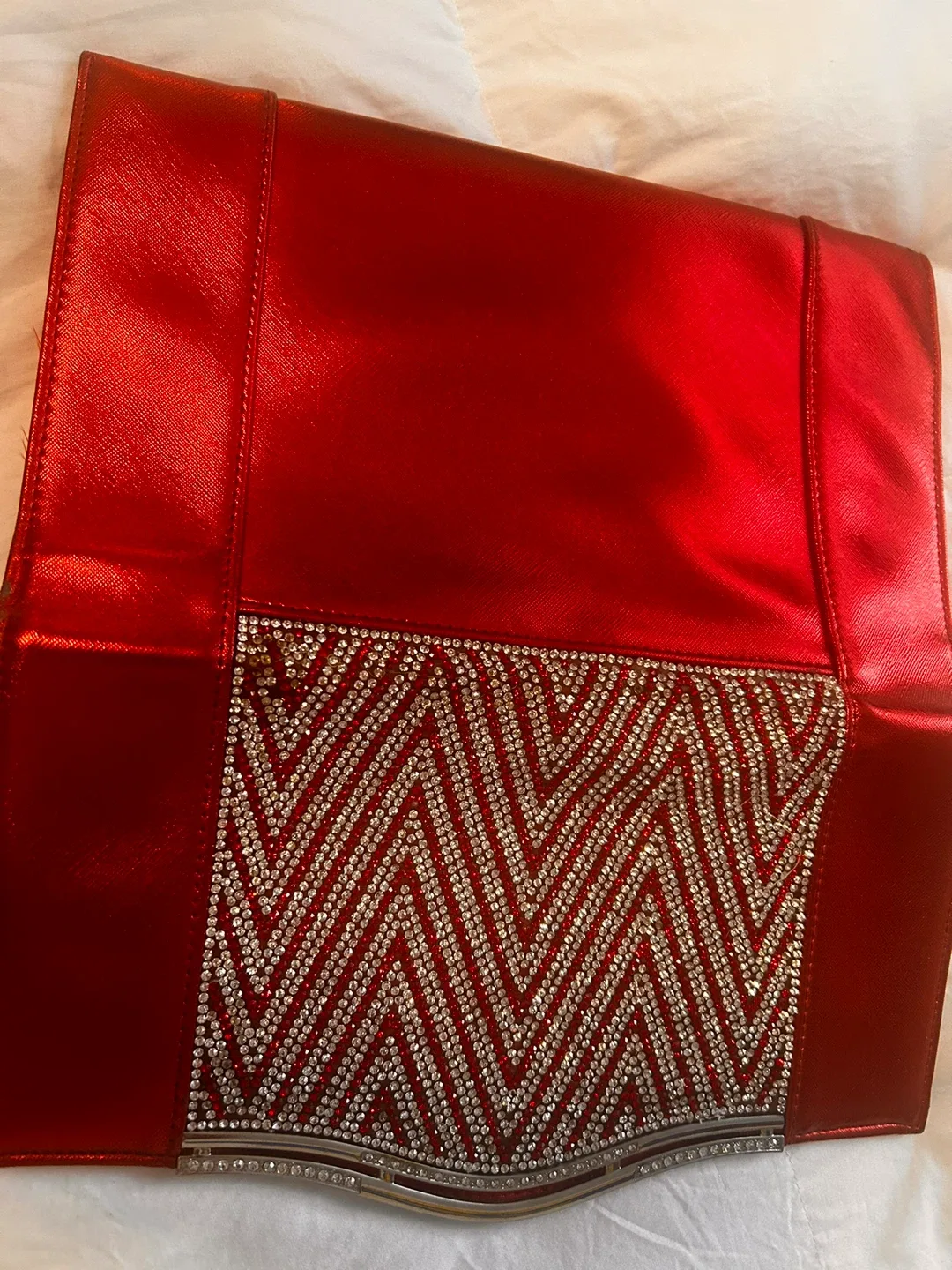 Red Clutch with Rhinestone Detail image indicator(9)