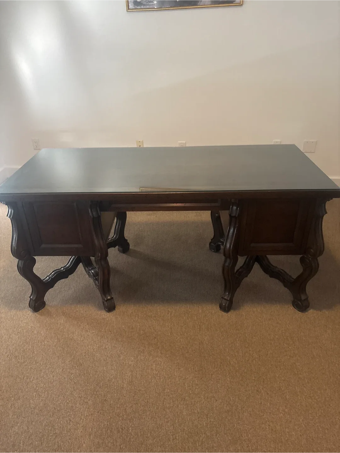 Antique Carved Wood Executive Desk image indicator(3)