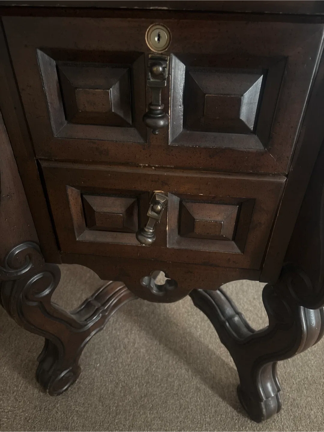 Antique Carved Wood Executive Desk image indicator(6)