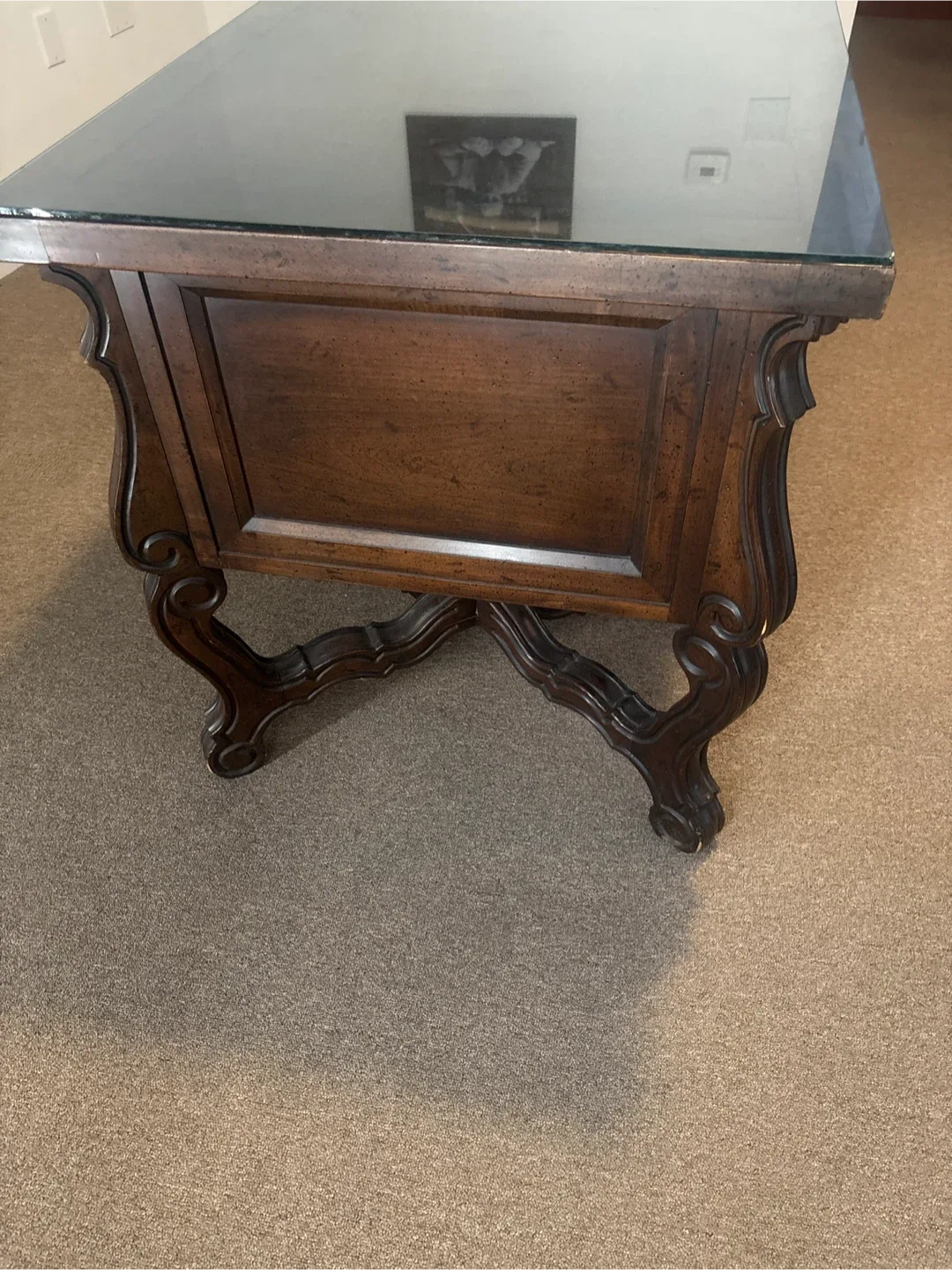 Antique Carved Wood Executive Desk image indicator(4)