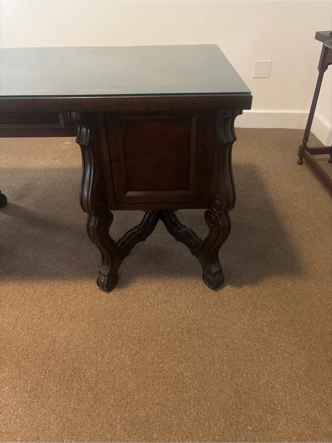 Antique Carved Wood Executive Desk image indicator(2)