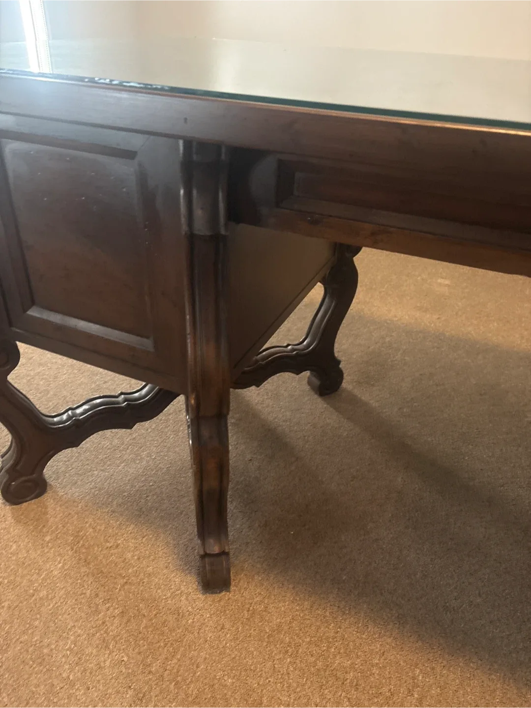 Antique Carved Wood Executive Desk image indicator(10)