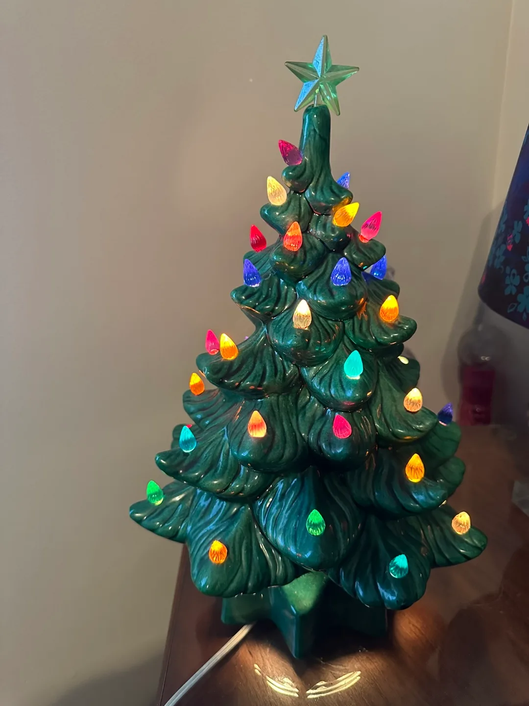 Vintage Ceramic Christmas Tree with Lights thumbnail