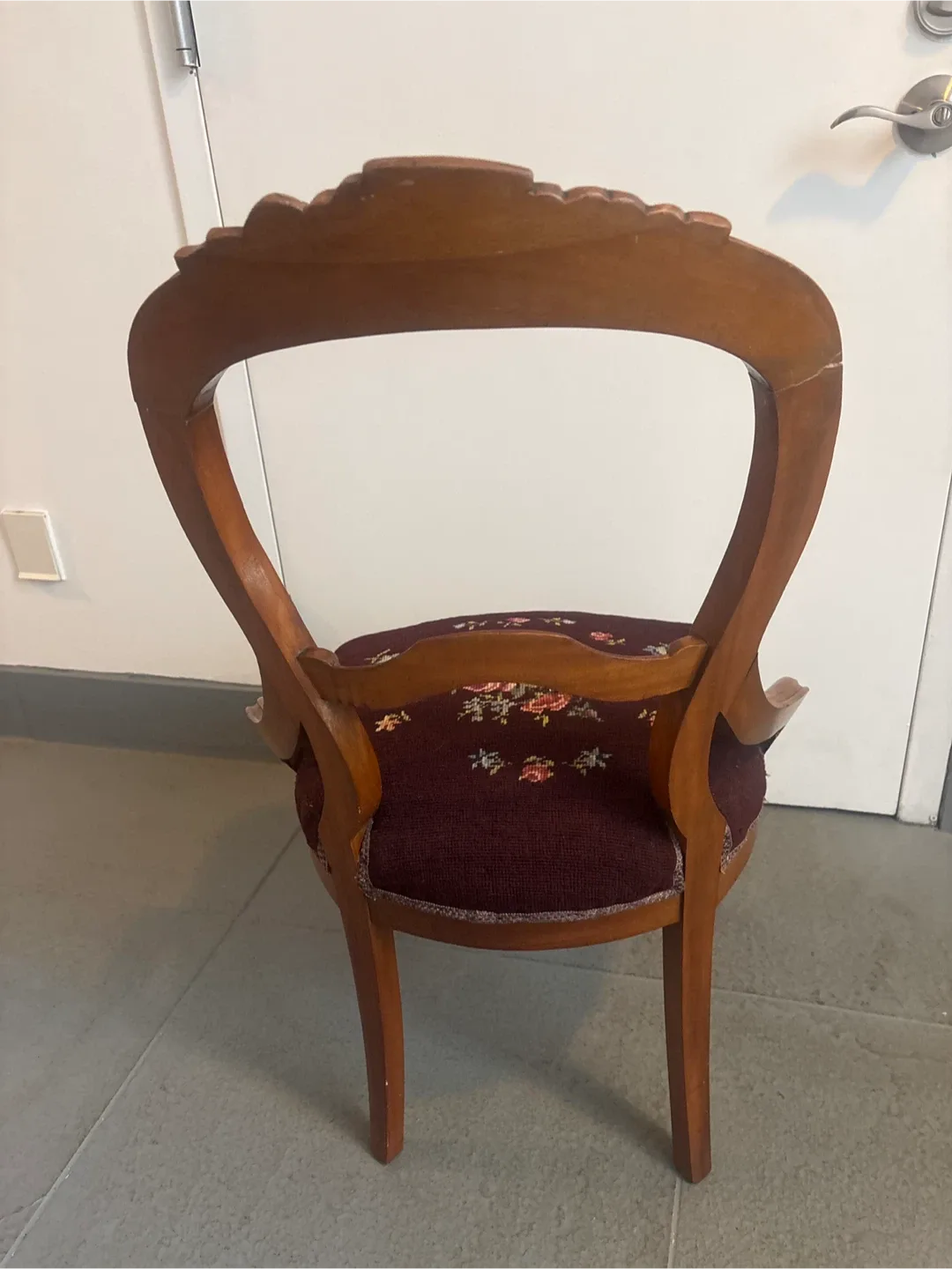 Antique Floral Needlepoint Upholstered Chair image indicator(5)