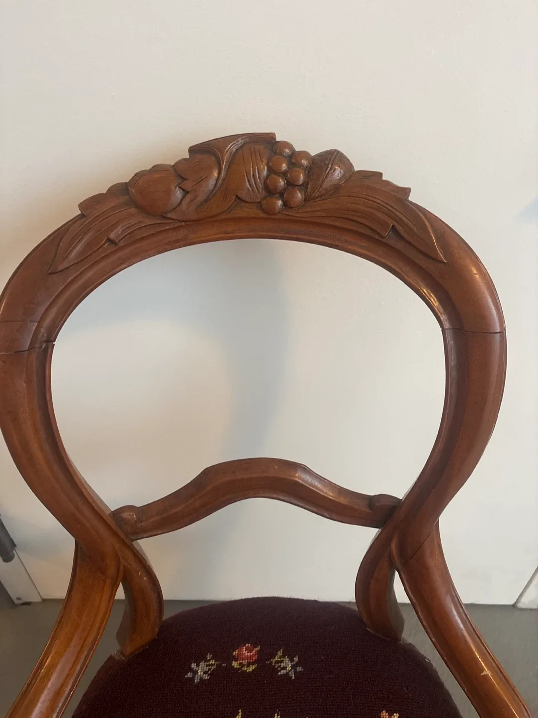 Antique Floral Needlepoint Upholstered Chair image indicator(3)