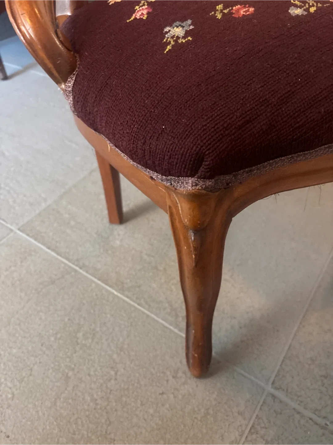 Antique Floral Needlepoint Upholstered Chair image indicator(7)