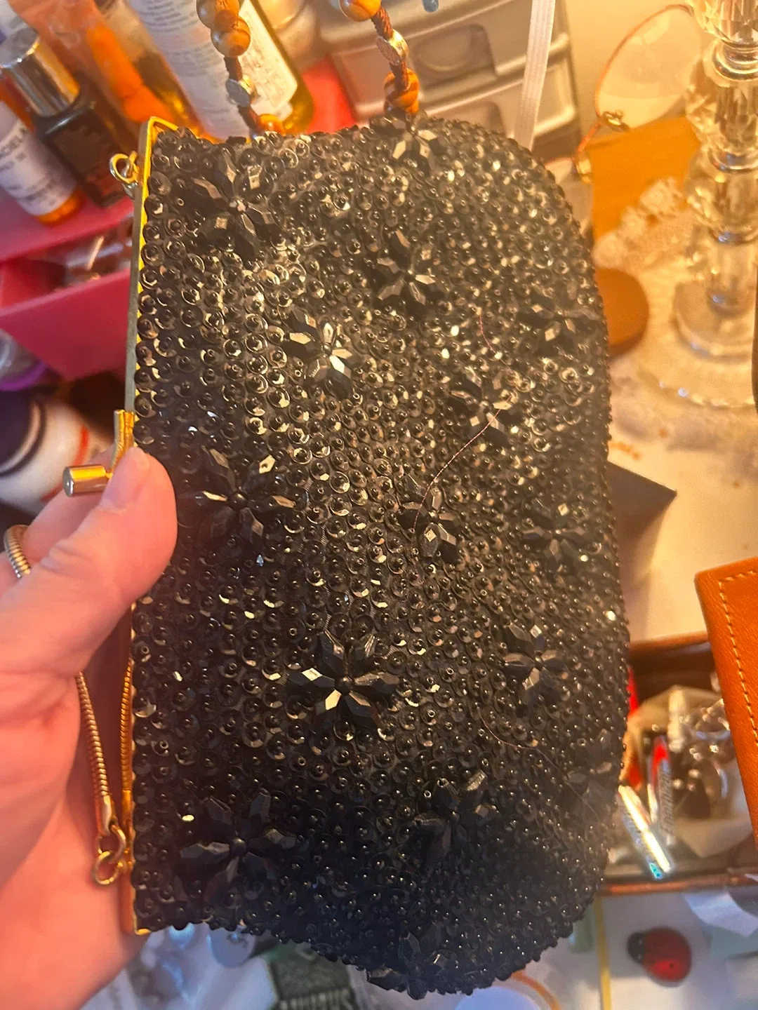 Vintage Beaded Evening Bag - Black image indicator(2)