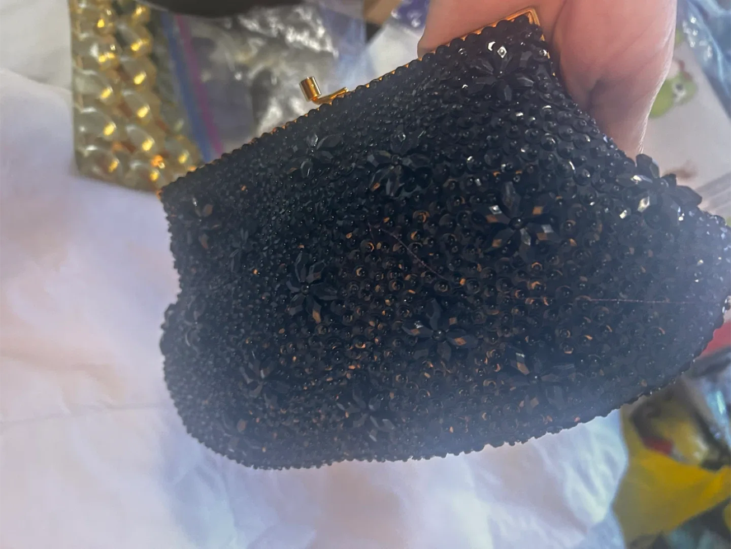 Vintage Beaded Evening Bag - Black thumbnail