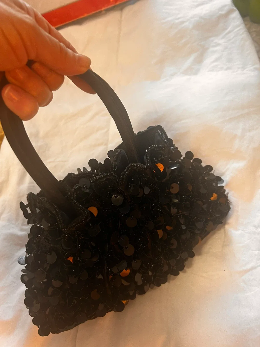 Black Sequin Beaded Mini Bag image indicator(4)