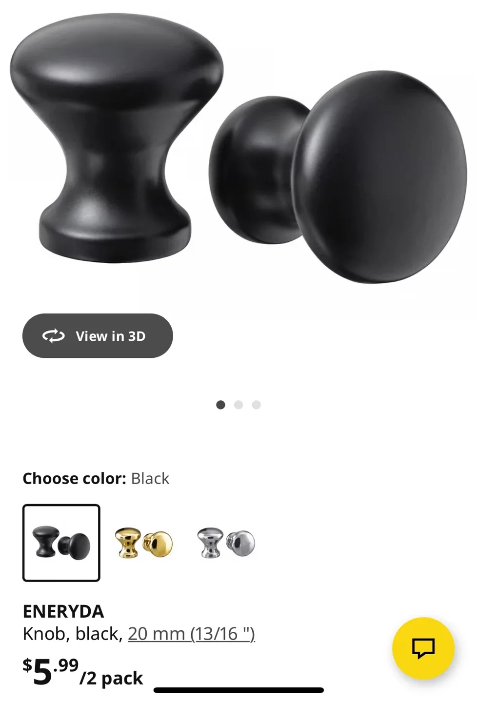 12 pieces IKEA ENERYDA Black Knobs (14) image indicator(8)