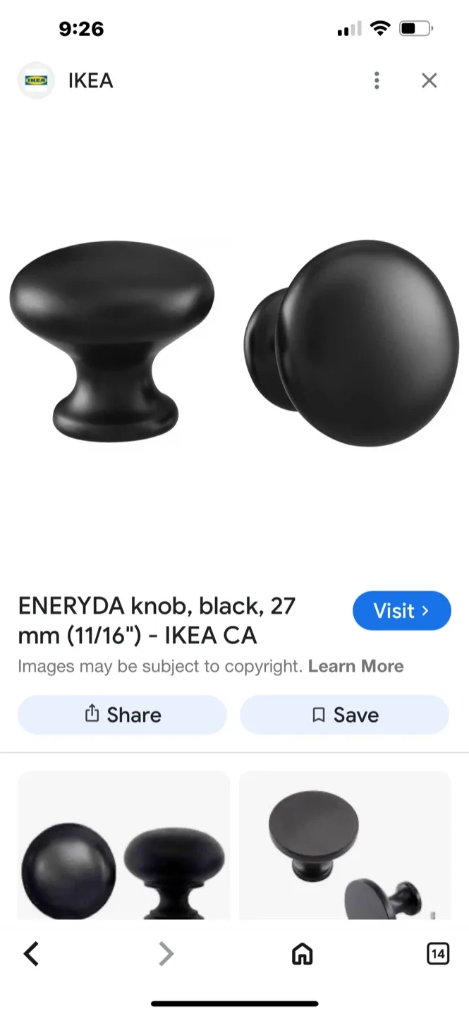 12 pieces IKEA ENERYDA Black Knobs (14) image indicator(9)