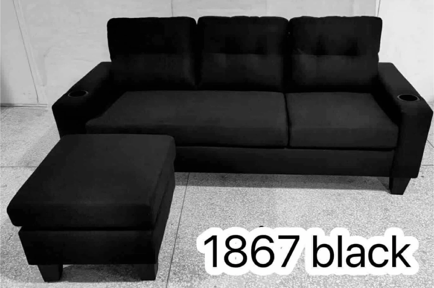 Black Sectional Sofa with Ottoman