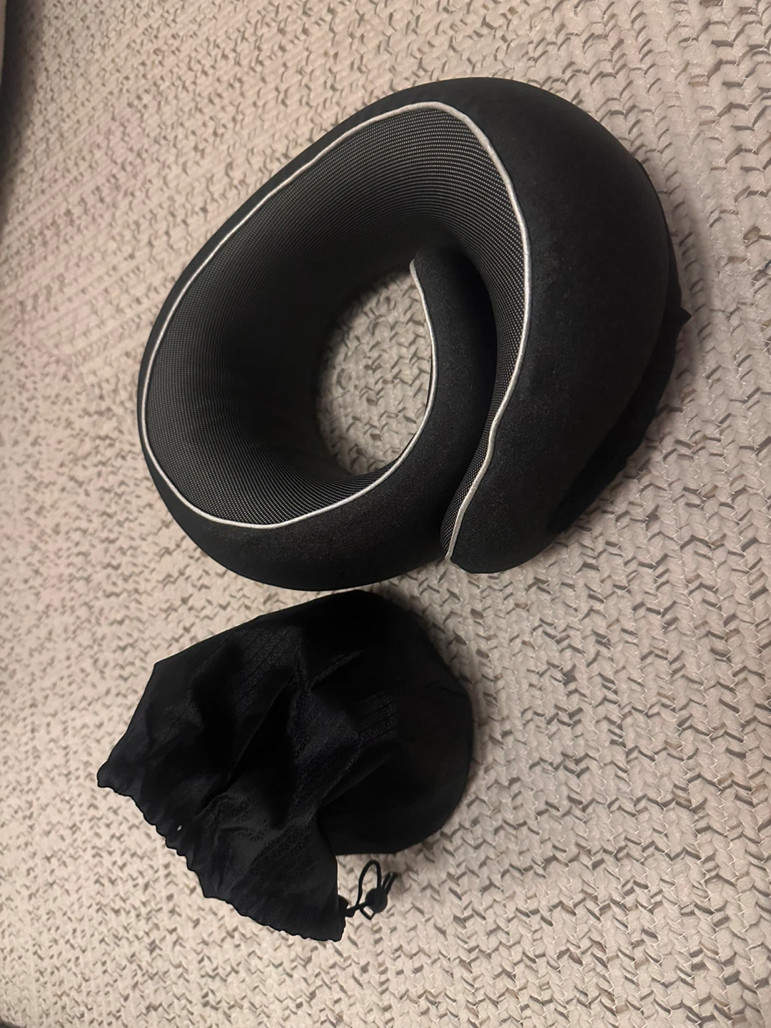 Black Travel Neck Pillow with Bag