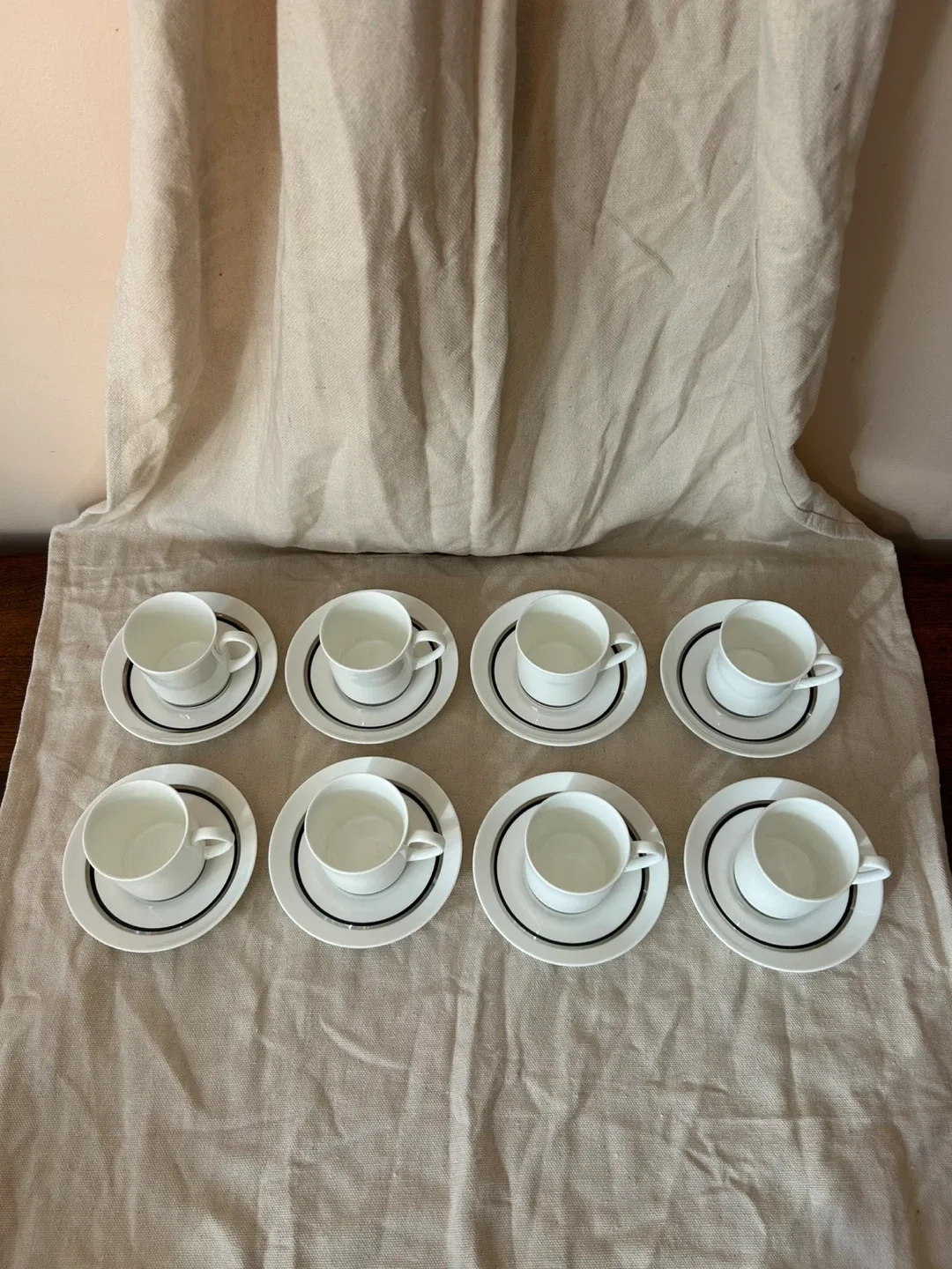 Set of 8 Wedgwood White Coffee Cups and Saucers image indicator(2)