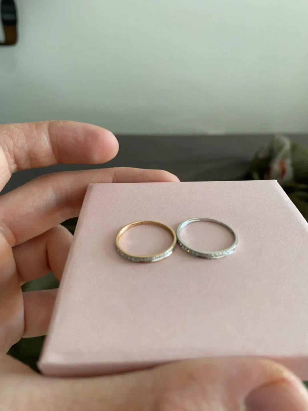 Two 14K Gold rings with diamonds thumbnail