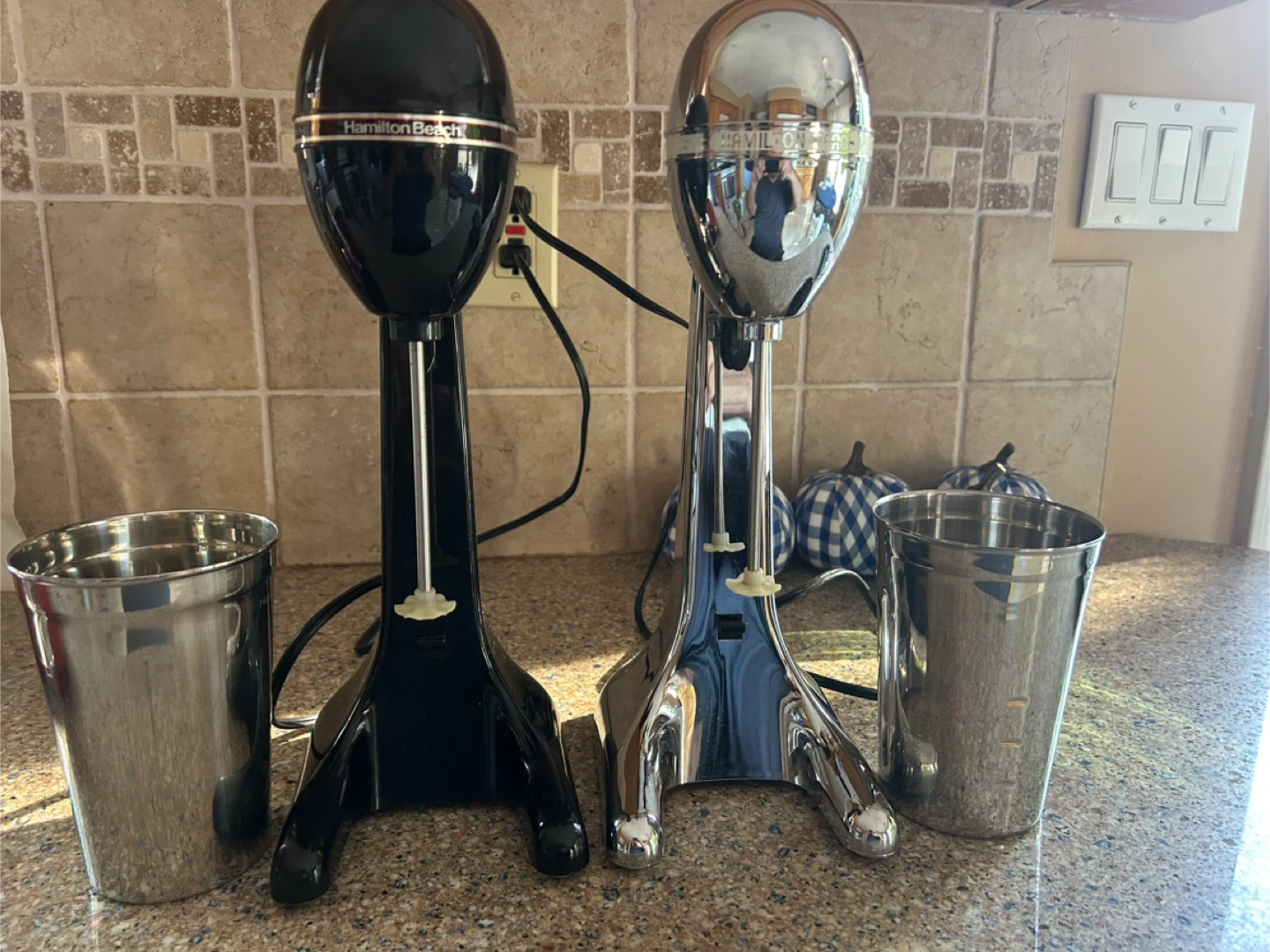 (2) two milk shake mixers.