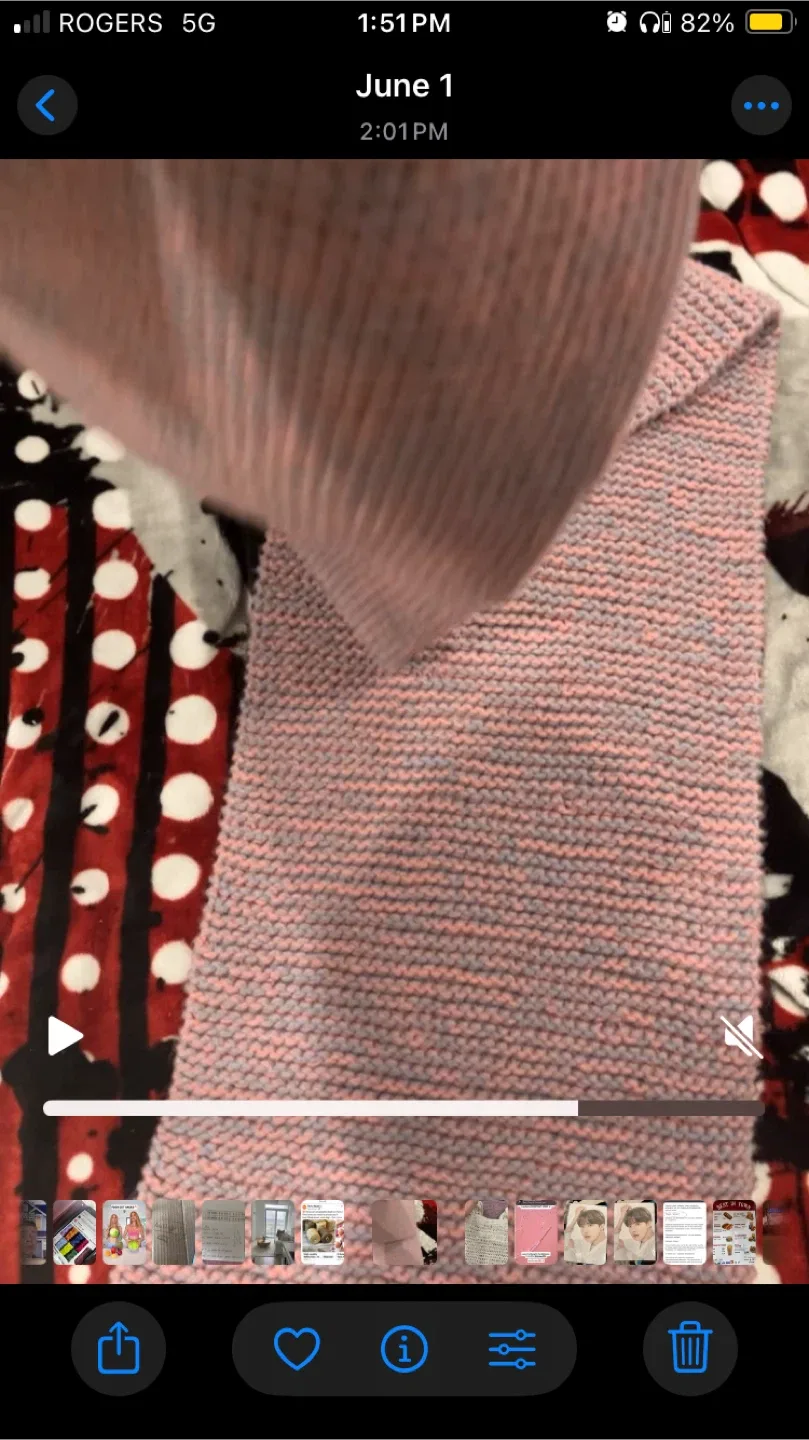 Handmade Knitted Scarf - Pink & Grey image indicator(4)