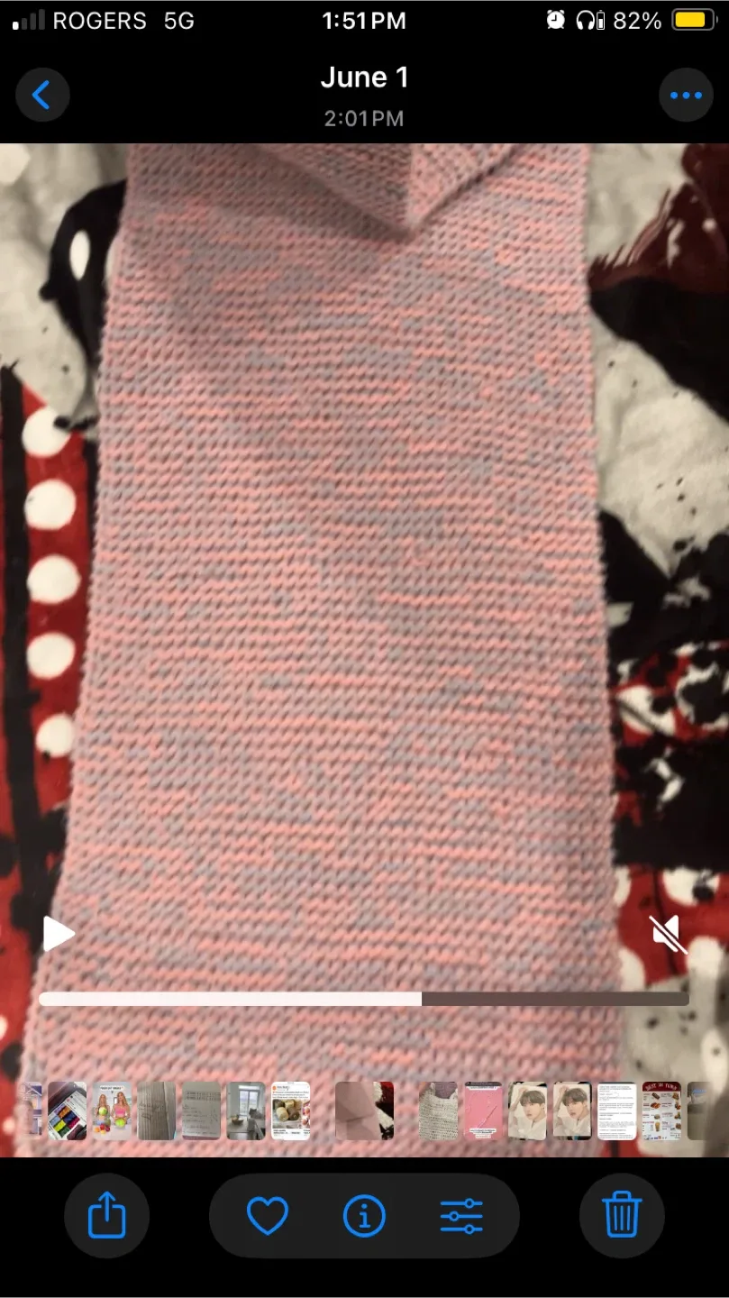 Handmade Knitted Scarf - Pink & Grey image indicator(3)