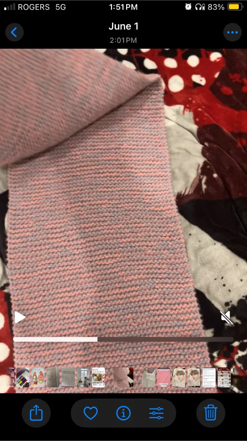 Handmade Knitted Scarf - Pink & Grey image indicator(2)