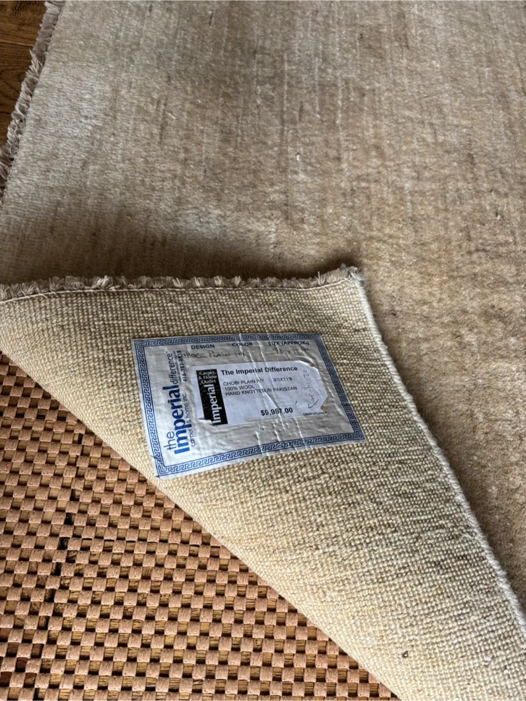 Imperial Difference Chobi Plain Ivory Rug 9'x11' Handmade image indicator(6)