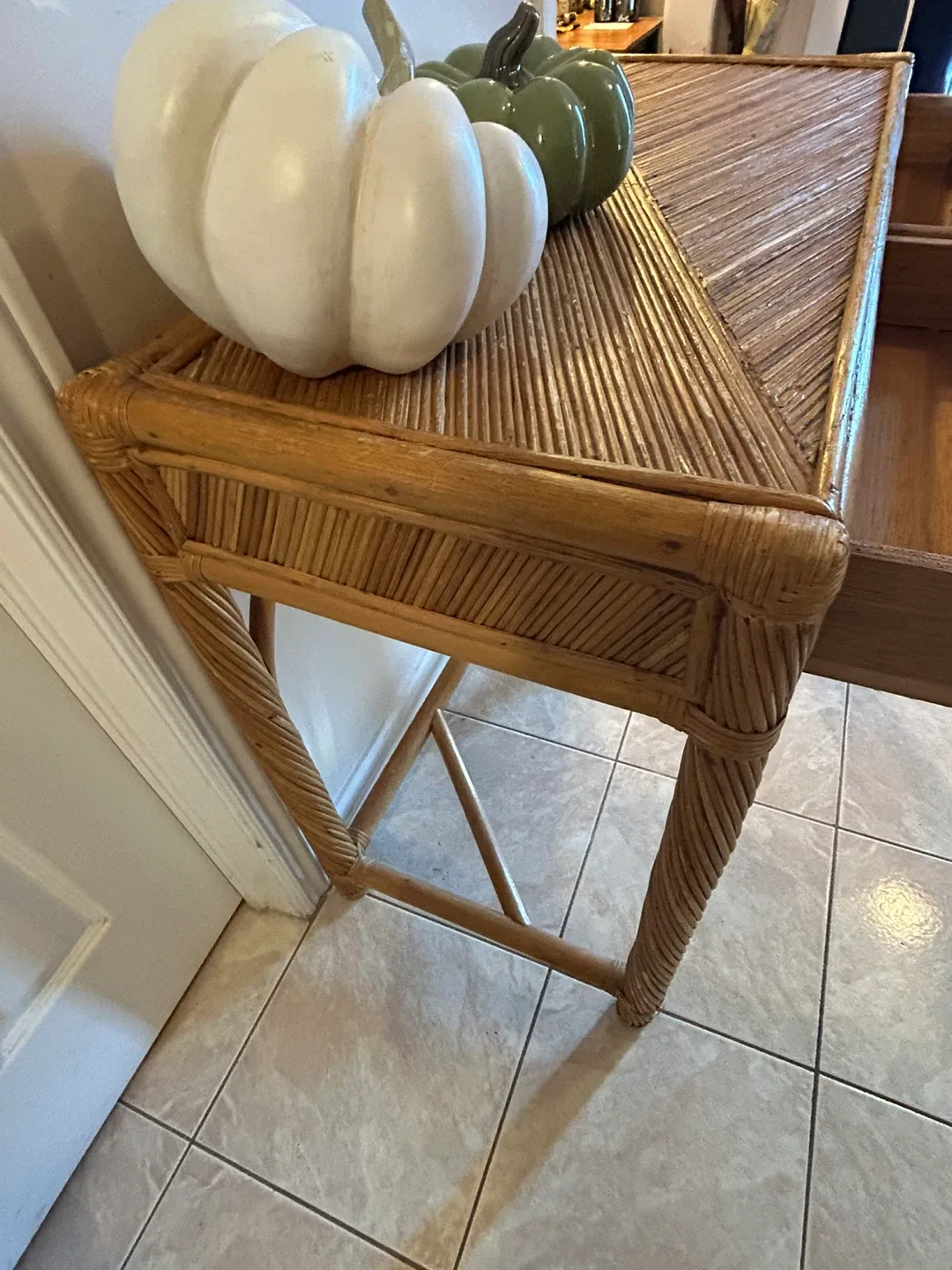 Rattan Desk with Drawers/ console table image indicator(4)