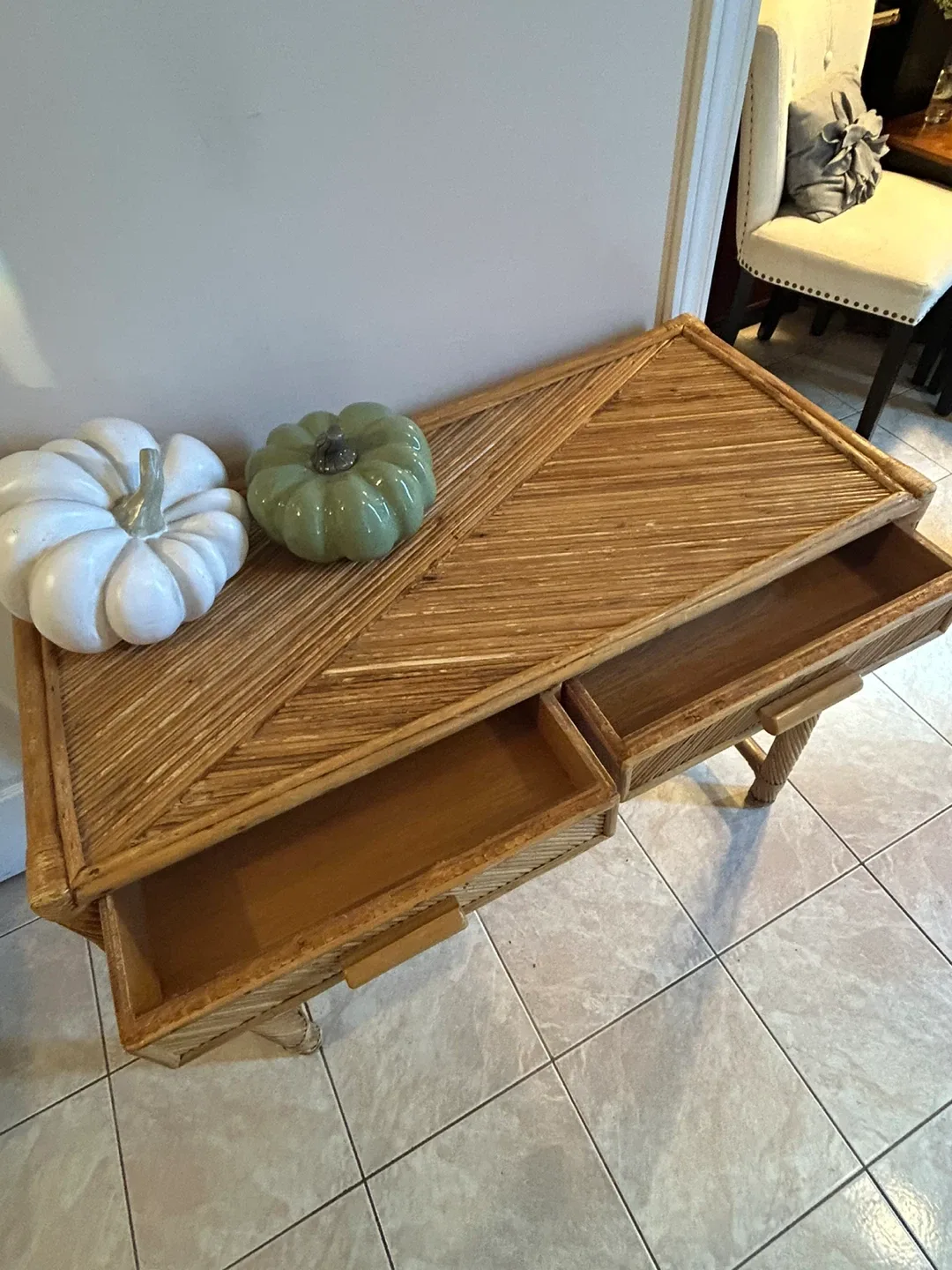 Rattan Desk with Drawers/ console table image indicator(2)