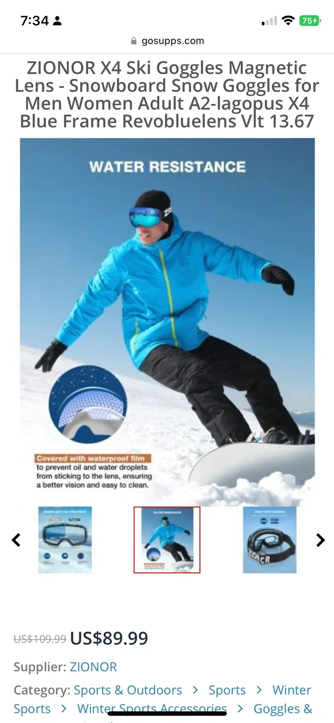 ZIONOR X4 Ski Goggles - Blue Frame image indicator(6)