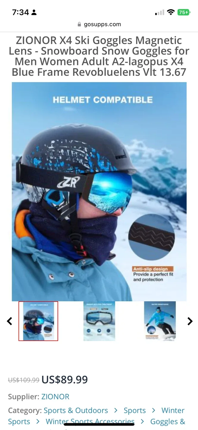 ZIONOR X4 Ski Goggles - Blue Frame image indicator(5)